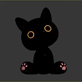 Cute Black Kitten Character 3D Model With Yellow Eyes And Pink Paw Pads