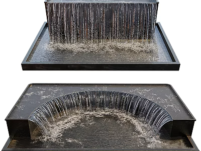 Garden Decorative Water Features With Rectangular Base Straight And Curved Waterfalls 3d model