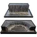 Garden Decorative Water Features With Rectangular Base Straight And Curved Waterfalls 3d model