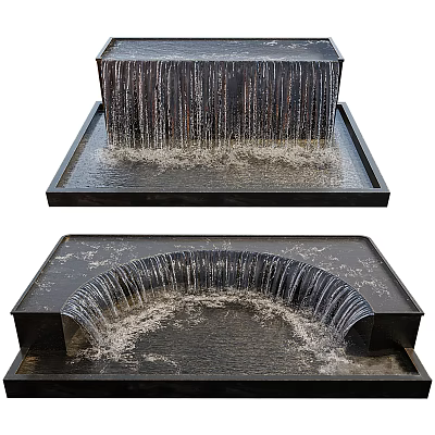 Modern Fountain Waterscape Water Flow Garden Who Flow Landscape 3d model
