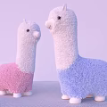 Cute Llama Plush Toys With Pink And Blue Bodies Soft Fur And White Faces