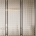 Modern Transparent Glass Block Partition With Black Frame Grid Pattern For Interior Design 3d model