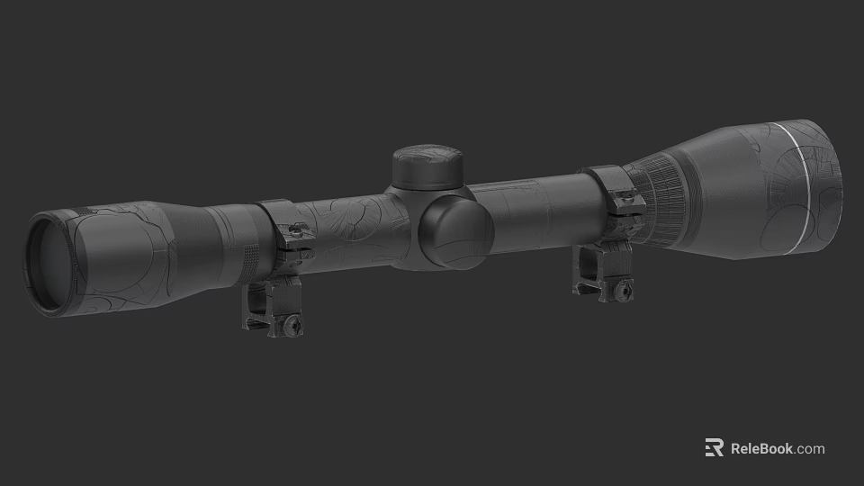 Tactical Sniper Scope With Precision Adjustment Knobs And Secure Mounting Brackets 3d model