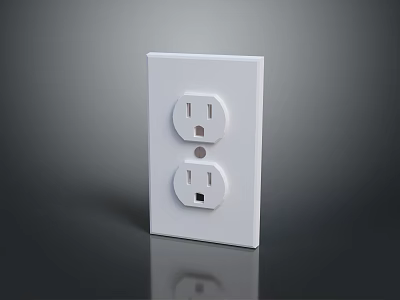 White Dual Socket Electrical Outlet With Modern Design For Computer Devices Power Supply 3d model