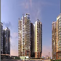 Modern High Rise Residential Building With Glass Facade And Green Landscaping