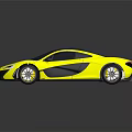 Yellow Supercar Sleek Aerodynamic Design With Black Roof And Black Wheels