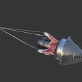 Red And Silver Futuristic Spaceship Model With Sleek Design And Thrusters 3d model