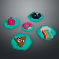 Colorful Toy Weapons With Spiral Donut Shape And Rainbow Design On Green Base
