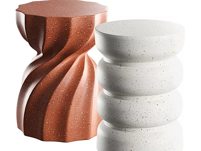 Modern Coffee Tables With Brown Twisted Design And White Stacked Speckled Surface 3d model