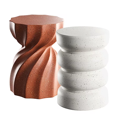 Modern Coffee Tables With Brown Twisted Design And White Stacked Speckled Surface 3d model