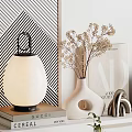 Modern Minimalist Decorative Ornament Collection With Ceramic Vases Dried Plants Books Framed Art And Lamp