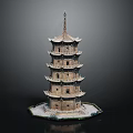 Traditional Chinese Multi Layered Pagoda Architecture With Ornate Eaves And Windows