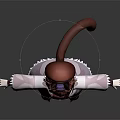 Anime Character with Cat Ears and Tail Standing in White Coat Red Top Brown Boots