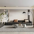 Living room sofa background sofa coffee table combination leather sofa floor lamp without main lamp 3d model