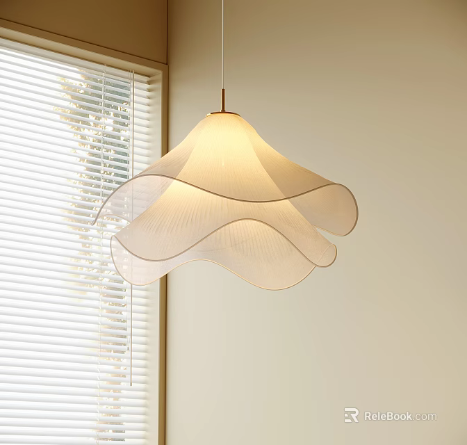 Modern Light Colored Wave Design Pendant Light Near Window With Blinds And Bright Light 3d model 