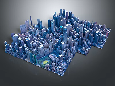 3D City Model Display With Detailed Skyscrapers And Modern Urban Buildings 3d model