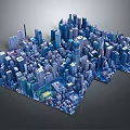 3D City Model Display With Detailed Skyscrapers And Modern Urban Buildings
