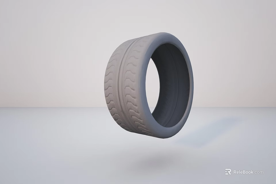 Gray Rubber Tire With Deep Tread Pattern Isolated On White Background 3d model 