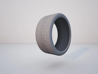 Gray Rubber Tire With Deep Tread Pattern Isolated On White Background 3d model