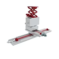 Industrial Mechanical Device With Silver Base Red Rails And Top Components 3d model