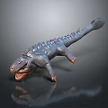 3D Reptile Model With Dark Gray Scaly Body Open Mouth And Red Claws