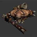 Muscular Orc Warrior Character With Bone Decorated Armor Tusked Face And Axe Weapon