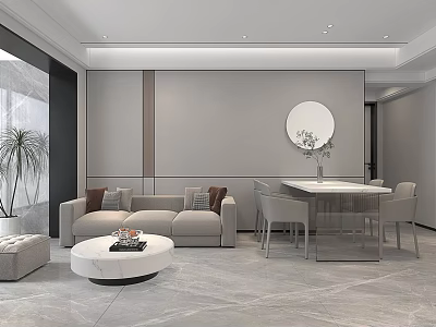 Modern living and dining room 3d model