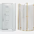 Modern Shower Sauna Enclosure With Transparent Glass White And Gold Frames 3d model
