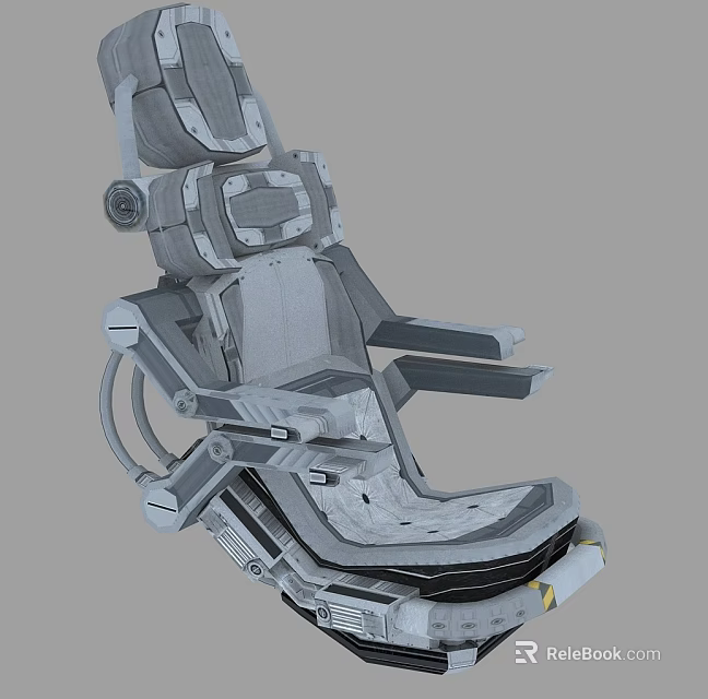 Futuristic Mechanical Landscape Seat Featuring Intricate Gray Metal Frame And Ergonomic Support 3d model 