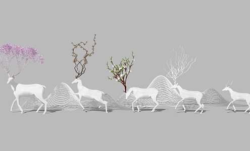 Modern City Sculpture Deer Sculpture 3d model