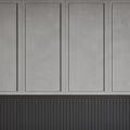 Minimalist Interior Wall Design With Gray Panels Vertical Lines Dark Base 3d model