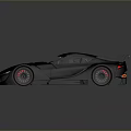 Sleek Black Modern Sports Car With Rear Spoiler Aerodynamic Body And Orange Accents