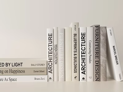 Modern Minimalist Decorative Ornament Combination With Architectural Books And Interior Design Accents 3d model