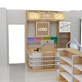 Spacious Modern Specialty Store Interior With Organized Shelves And Display Areas 3d model
