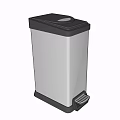Pedal Operated Public Facility Trash Can With Lid And Black White Design