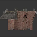 Stone Brick Arch Bridge Structure With Stairs Railings And Overgrown Plants