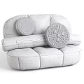 Unusual Sofa with Hot Dog Shaped Design Brown and White Upholstery Cucumber and Tomato Cushions