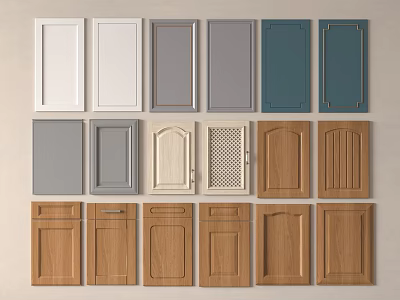Various Design Hinged Doors With Different Colors And Wooden Panels For Home Interior 3d model