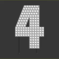 Decorative Number 4 LED Light with Round Bulbs on Stand for Home Decor