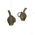 Artistic Ceramic Vessels With Bird Head Design And Glazed Brown Purple Finish