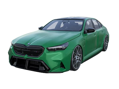 Green BMW M Sedan With Sports Design Black Grille And Large Wheels Exterior 3d model