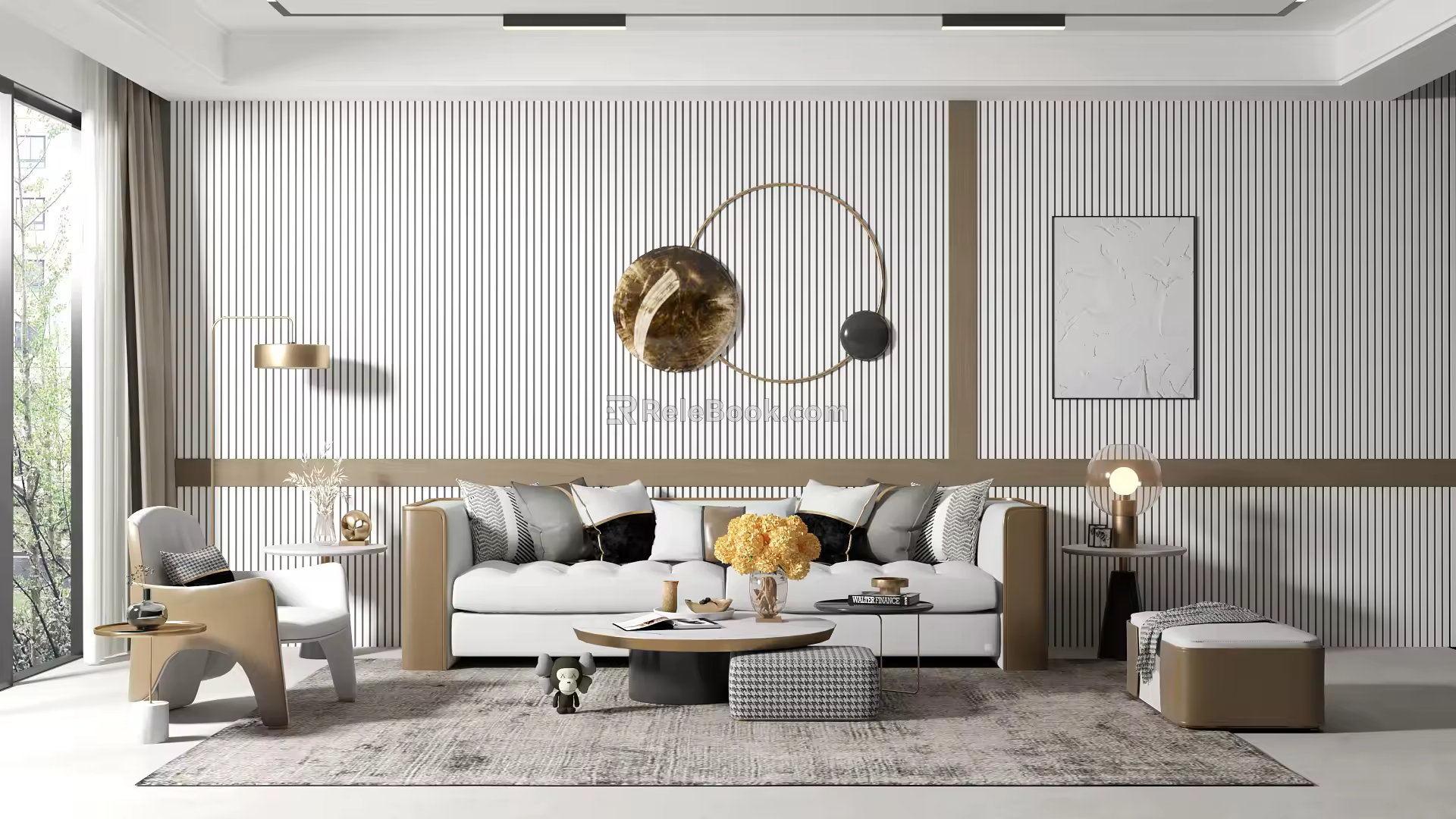 Light Luxury Sofa Coffee Table Combination Home 3d model