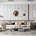 Light Luxury Sofa Coffee Table Combination Home 3d model