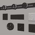 Different types of modern switch panels with wall mounted designs in grey and white colors