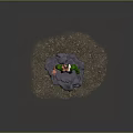 Green Muscular Creature with Ripped Shorts Standing on Broken Spiked Ground