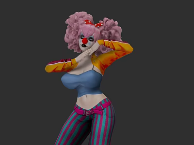 Vintage Circus Clown Girl Rainbow Disco Balloon Candy 3d model