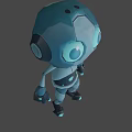 Cute 3D Blue Robot Character From Game And Movie With Big Eyes