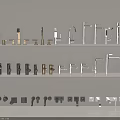 Various Faucets Displayed on White Shelves with Different Colors and Styles