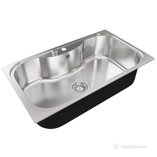 Stainless Steel Double Bowl Kitchen Sink With Modern Sleek Design And Integrated Drain Hole 3d model 