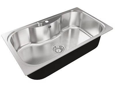 Stainless Steel Double Bowl Kitchen Sink With Modern Sleek Design And Integrated Drain Hole 3d model